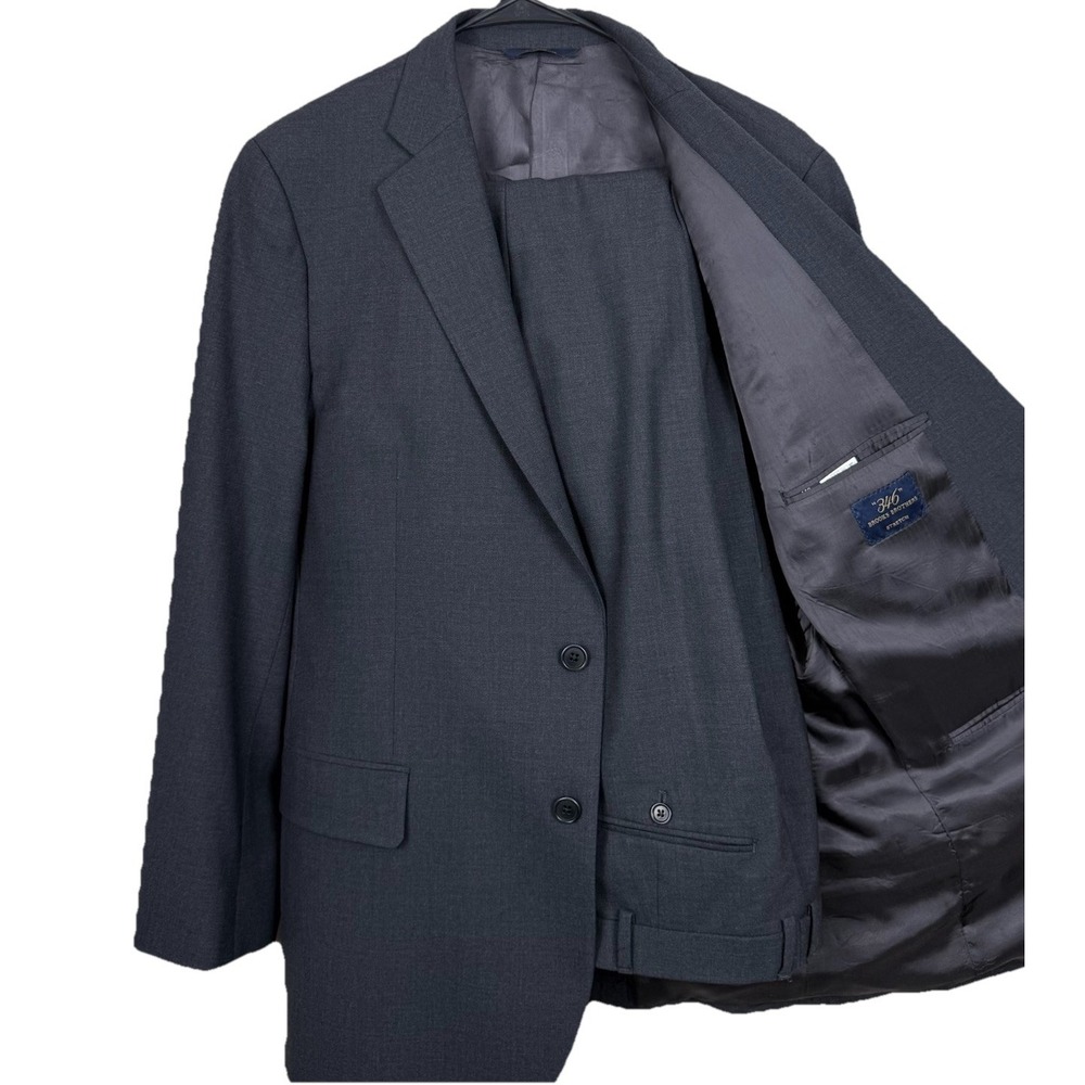 Brooks Brothers 346 Suit‎ Mens 37R Gray Wool Stretch 2 Pcs Jacket 36x29 Pants